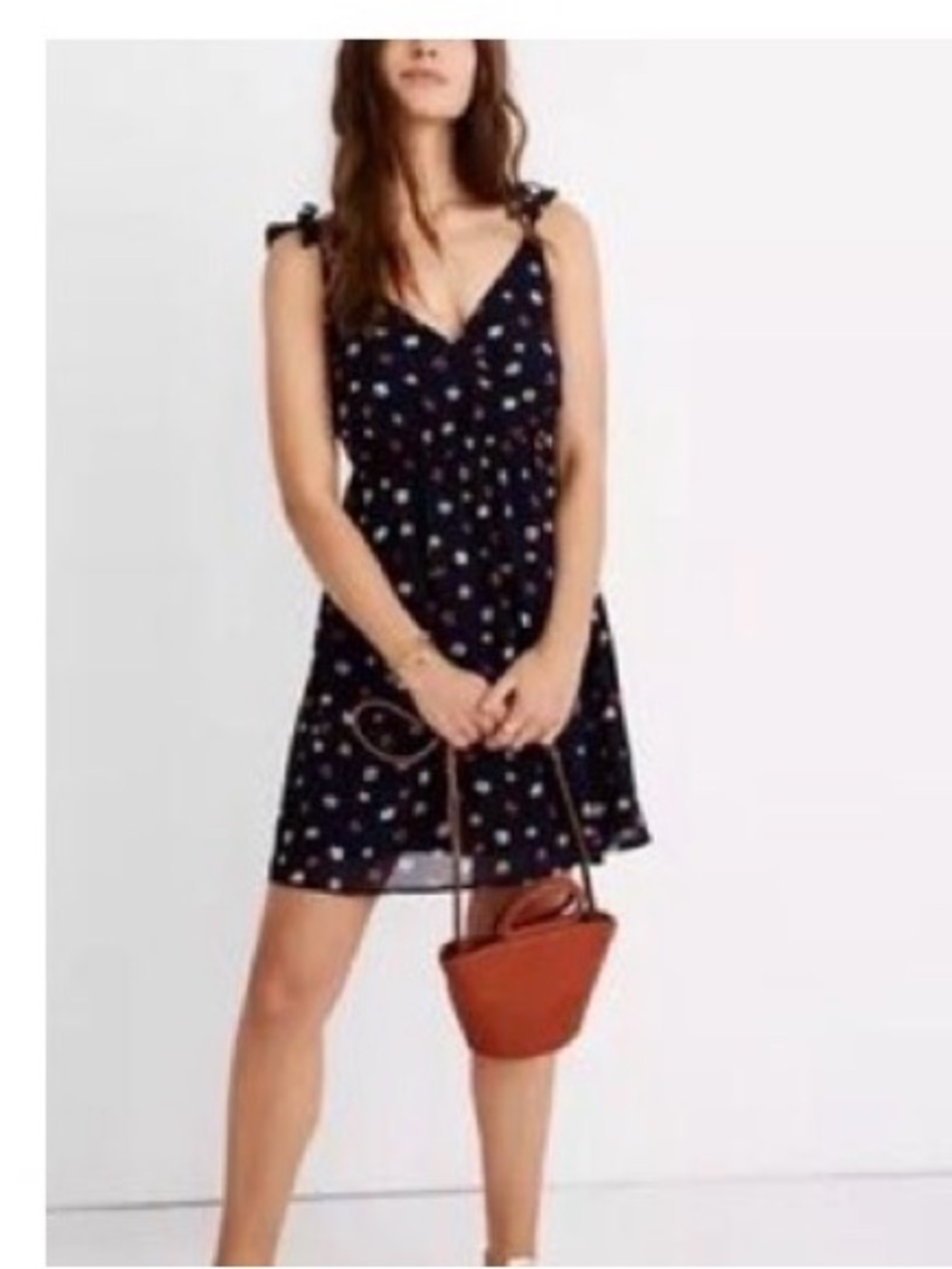 Madewell blue  Floral Ruffle Strap Dress